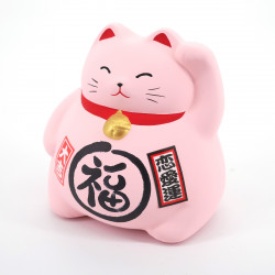 Gatto manekineko portafortuna salvadanaio giapponese, LOVE, rosa