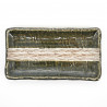 japanese rectangular green and beige lines plate ORIBE