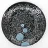 assiette ronde noire ronds bleus japonais Ø25,3cm MARUKOMON