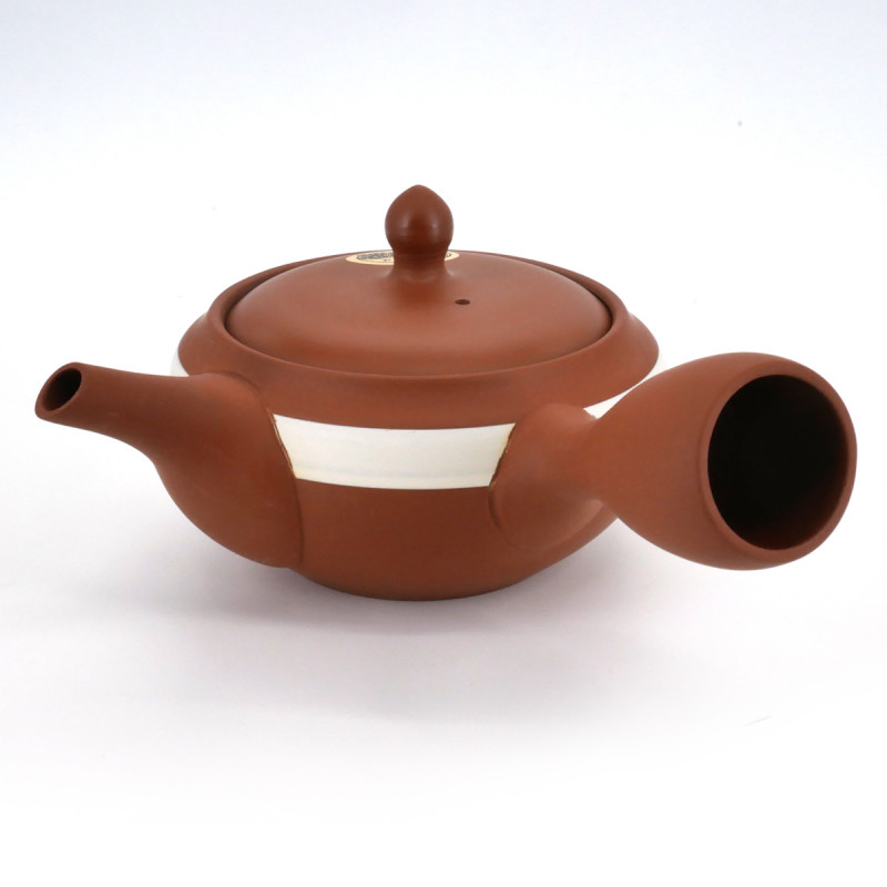 japanese red flower band terracotta teapot 32cl SYUNZYÛ