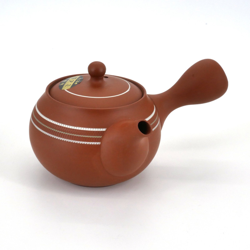japanese red design white lines terracotta teapot SHUNJÛ