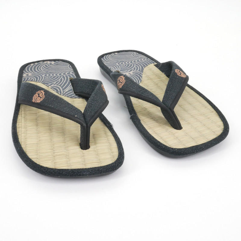 paire de sandales japonaises - Zori paille goza 019 pour homme blue