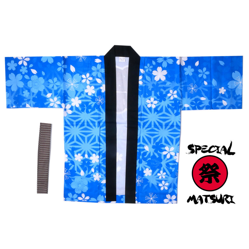 haori veste japonaise en coton couleur au choix pour festival matsuri asanoha sakura