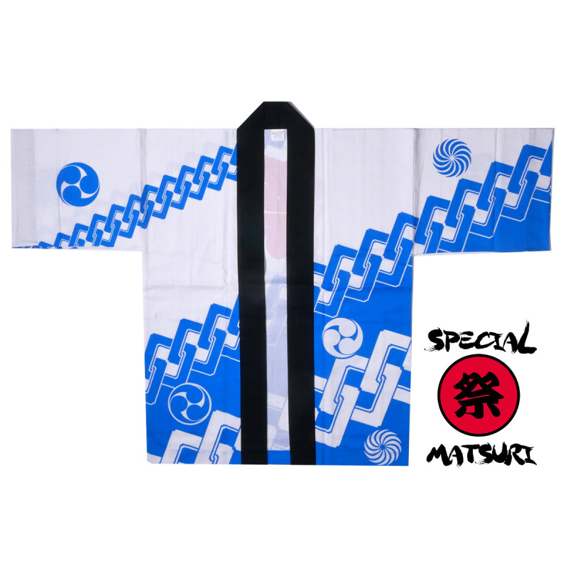 Japanese cotton blue haori jacket for matsuri festival chain