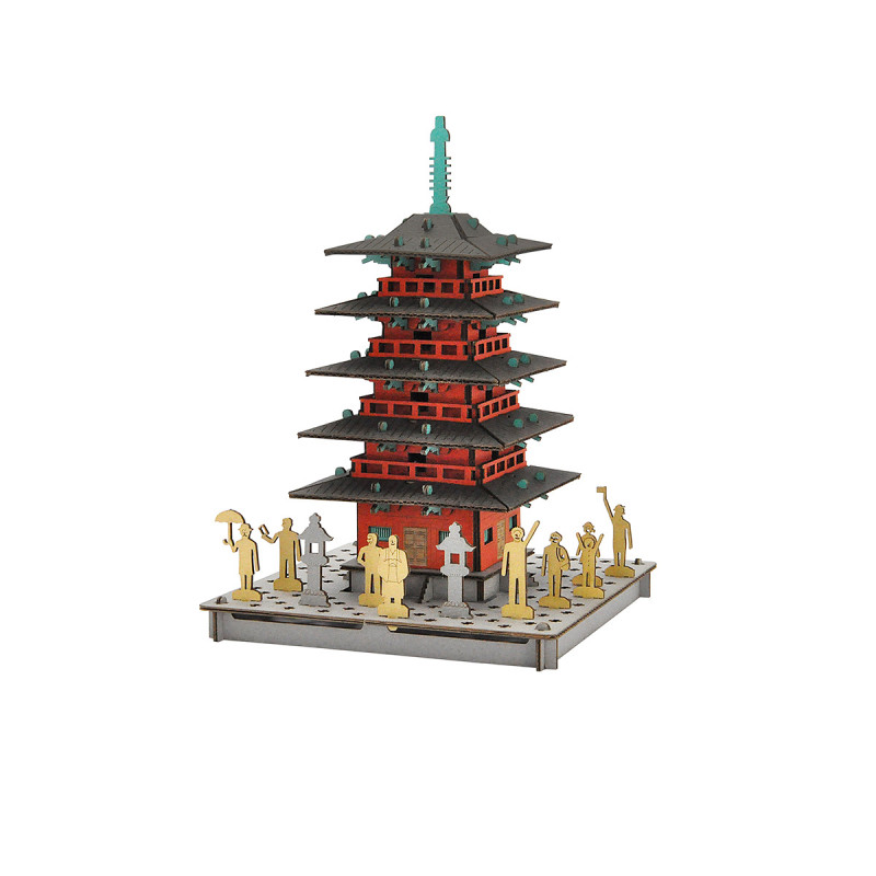 mini cardboard mockup, TO, Red pagoda with 5 floors
