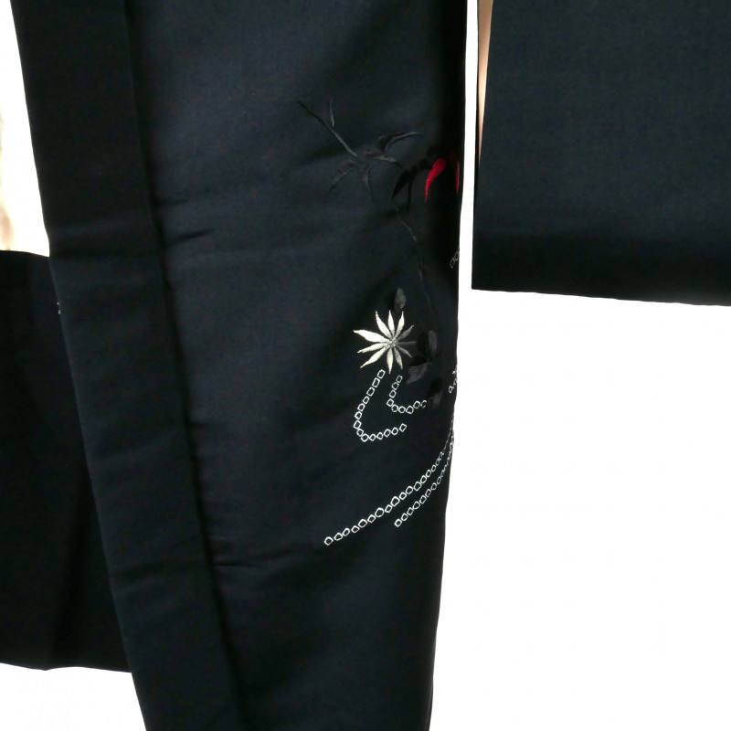 Haori vintage noir japonais pour femme SHIBORI jungle