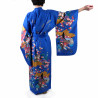 Kimono bleu traditionnel japonais pour femme poèmes brillants et princesses