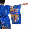 Japanischer traditioneller blauen Kimono für Frauen, UTAÔJO, brillante Gedichte und Prinzessinnen