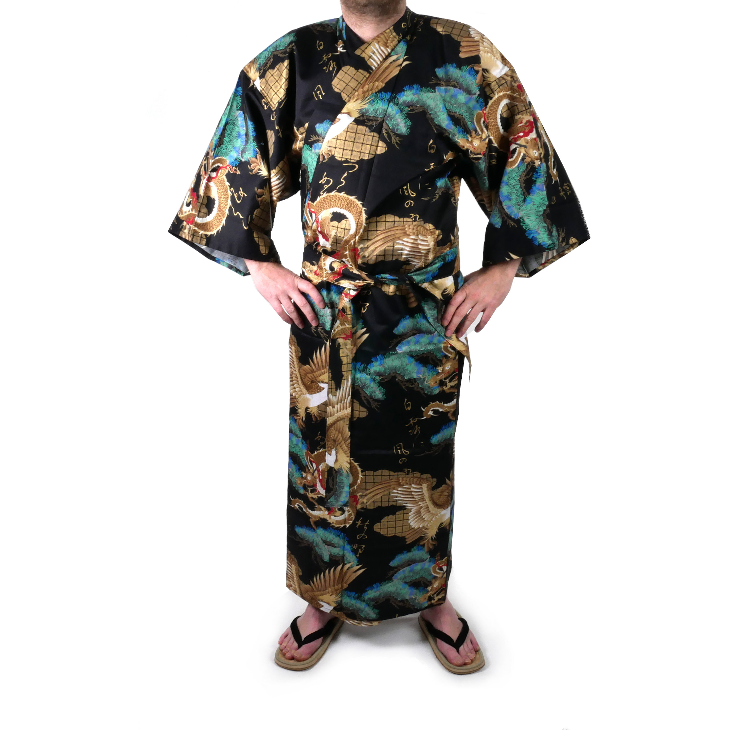 Japanese traditional cotton yukata KANJI. Japanese style home gown