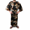 kimono yukata traditionnel japonais noir en coton samuraï pour homme