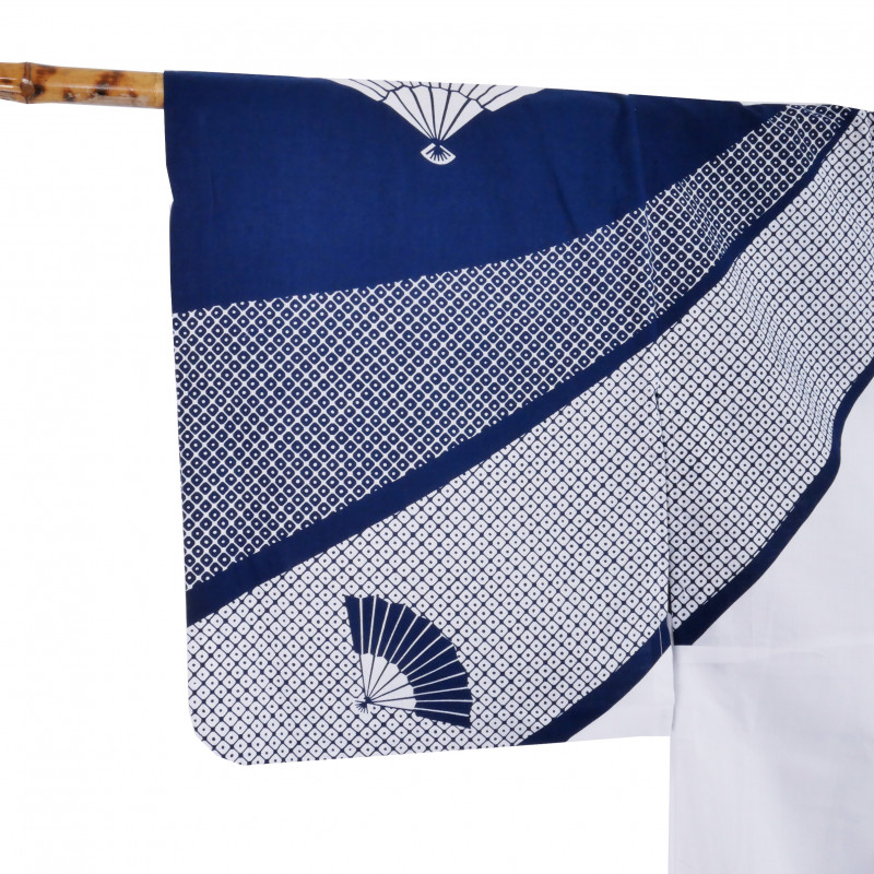 Yukata prestige en coton japonais pour femme SENSUSHIBORI bleu
