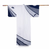 Yukata prestige en coton japonais pour femme SENSUSHIBORI bleu