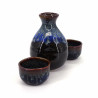 Servizio di sake giapponese 2 bicchieri e 1 bottiglia, KUROBURU, blu