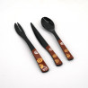 trio cucchiaio - forchetta - coltello da dessert in resina, KURO, nero