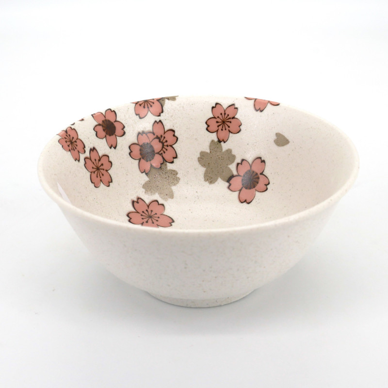 ciotola bianco per ramen di ceramica, SAKURA, fiori