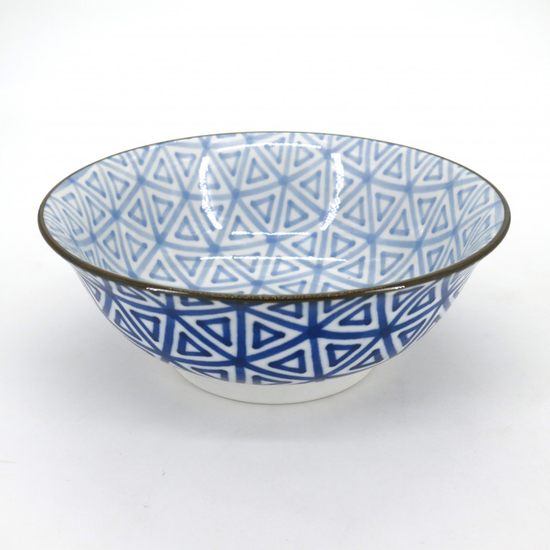 japanese blue ramen bowl, SANKAKU, triangles
