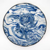 piatto rotondo blu giapponese di ceramica, RYU, drago