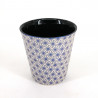 Taza de té japonesa de ceramica, ASANOHA beis y azul