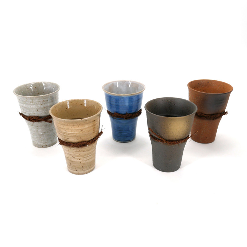 set de 5 tasses mazagrans japonaises en céramique 5 couleurs IZAKAYA