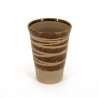 Große japanische braune Teetasse aus keramik 11cm, CHA, linien