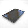 Japanese rectangle plate in ceramic, AOGUMO, black and blue