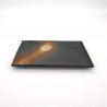 Japanese rectangle plate in ceramic, BIZEN, black and rust