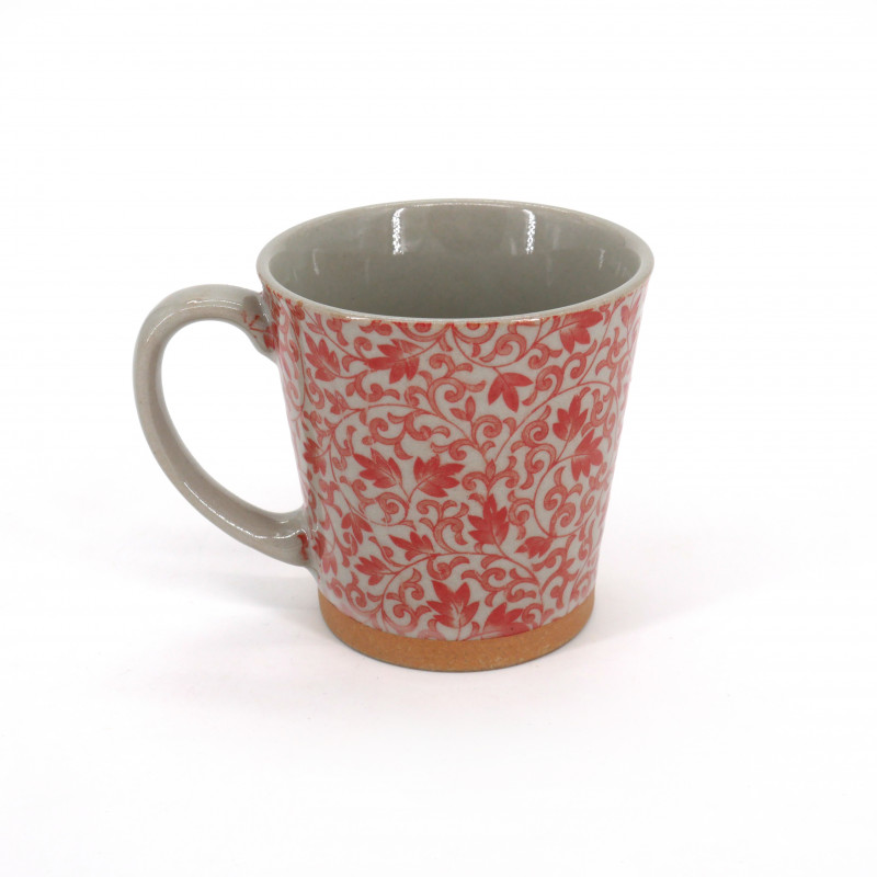 mug japonais à thé en céramique avec anse, SARASA, fleurs rouges