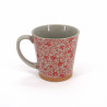 Taza de té japonés de ceramica, SARASA, flores rojas