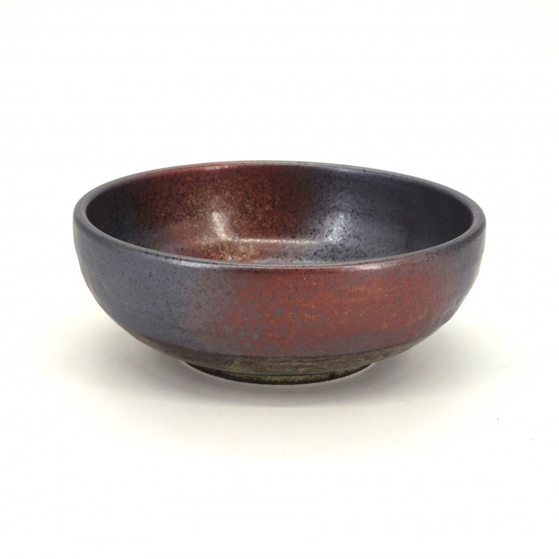 Japanische keramische Suppenschüssel Ø17x6,2cm, AKISHINO, schwarz rost und weiß