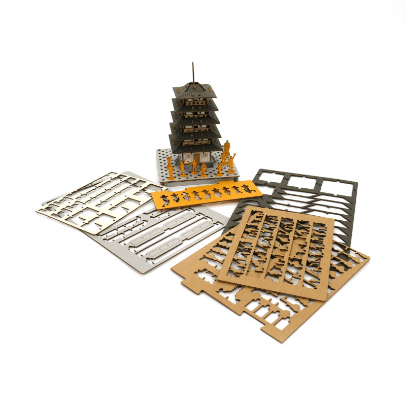mini modello de carton, TO, Pagoda de 5 pisos.