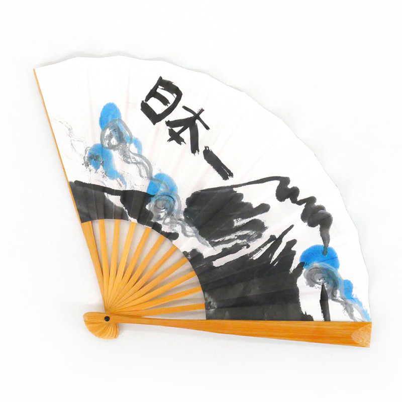 japanese fan in paper and bamboo, FUJISAN, mountain