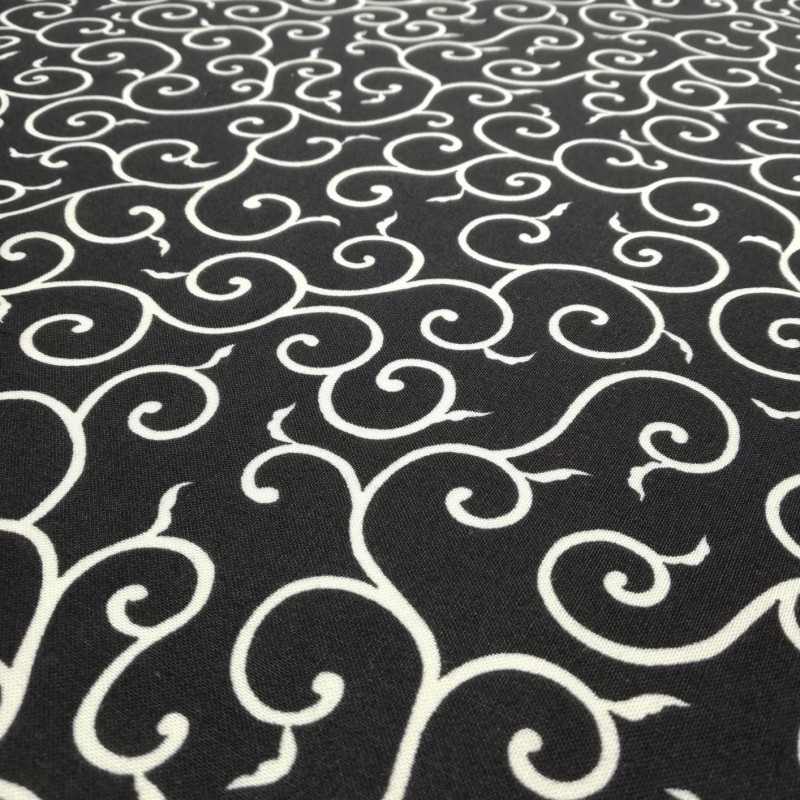 tissu blanc japonais en coton motifs spirales fabriqué au Japon largeur 110 cm x 1m