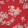 tela japonesa roja, 100% algodón, estampado flores