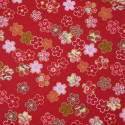 Tessuto rosso giapponese, 100% cotone, motivo Sakura