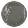 japanische schwarze runde platte aus keramik, FUBUKI, weiße pinsel
