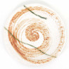 piatto bianco e arancione rotondo giapponese di ceramica, HISUI, mulinello