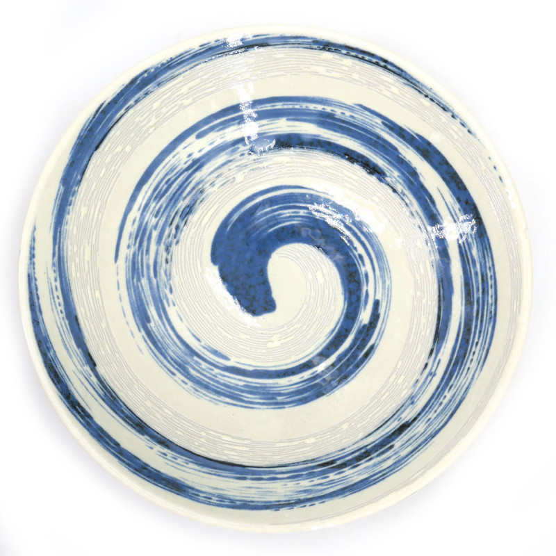 assiette japonaise ronde en céramique, NARUTO, tourbillon bleu