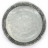 round gray Japanese plate, BYAKUYA, black lines