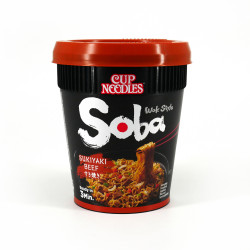 Cup de nouilles sautées Yakisoba Instantané goût boeuf sukiyaki, NISSIN​​​​​​​