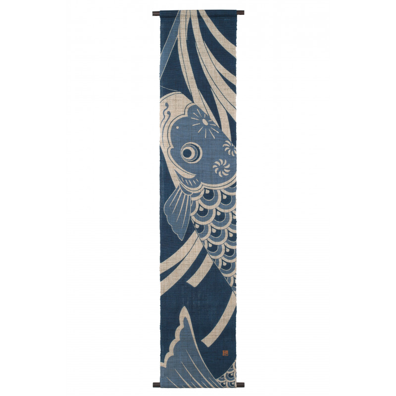 Japanischer Wandteppich aus Hanf, handbemalt, KOINOBORI