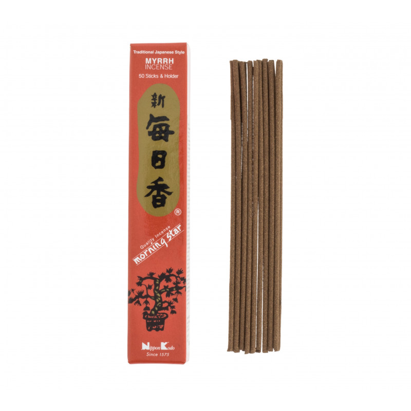 Box of 50 Japanese incense sticks, MORNING STAR MYRRH, Myrrh fragrance