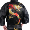 hanten kimono traditionnel japonais noir en coton, RYU Dragon pour homme