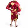 Japanese red cotton happi coat kimono SENSU, golden fan, for men