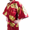 japanischer herren happi kimono, SENSU, rot, goldener Fächer