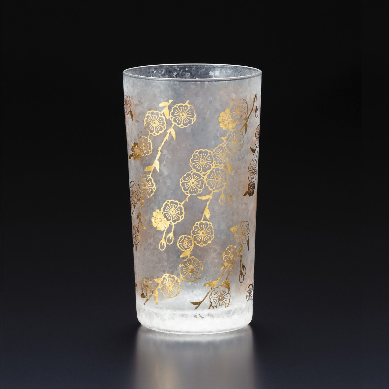 Japanese glass with shidarezakura pattern - WAKOMON