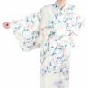 Japanische traditionelle weiße Baumwolle Yukata Kimono weiße Kirschblüten für Frauen