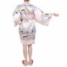kimono rosa tradicional japonés hanten en dinastía poliéster bajo la flor de cerezo para mujer