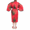 happi traditional Japanese red cotton peony and river kimono for women