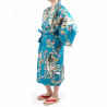 happi kimono traditionnel japonais turquoise en coton princesse cerisier pour femme