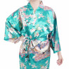 Hanten traditioneller japanischer türkisfarbener Kimono in der Polyester-Dynastie unter der Kirschblüte für Frauen